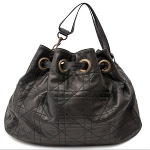 Christian Dior Black Quilted Lambskin Bucket Bag
